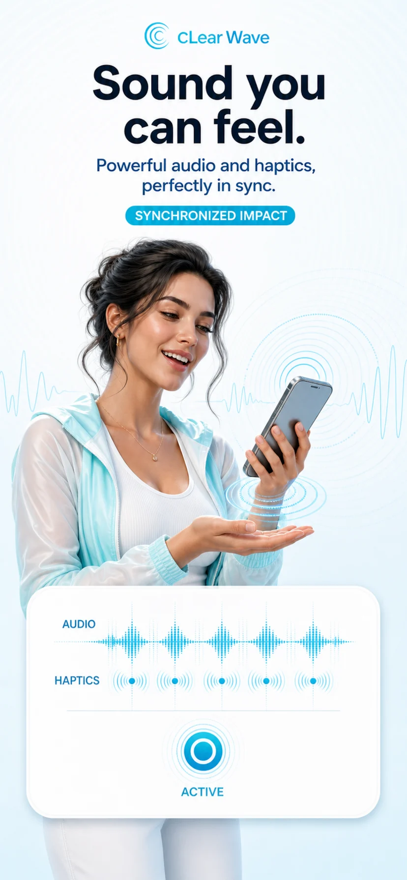 ClearWave synchronized haptics screen