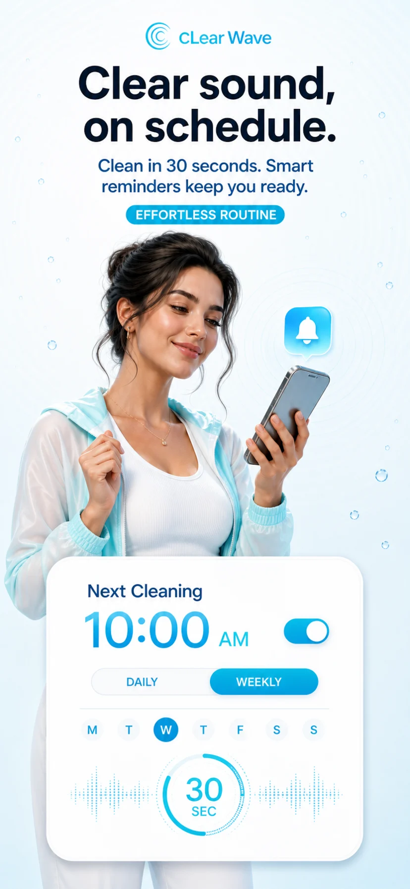 ClearWave smart cleaning reminder screen